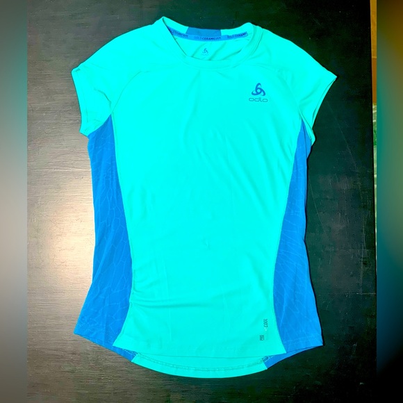 Odlo Ceramicool Pro Pool Green/Crystal Teal Base Layer Top - Picture 5 of 10